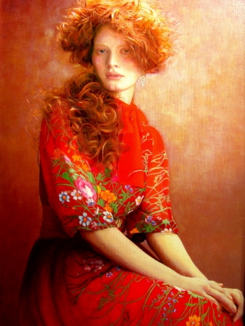 lady in red  - Jan de Rooster
460 x 620 mm  -  oil on board 
