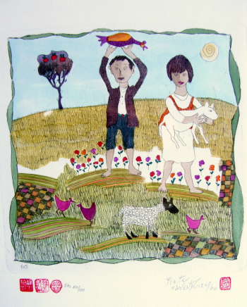 mary had a little lamb  - Pieter van der Westhuizen
265 x 295 mm (excluding frame) - etching - framed
