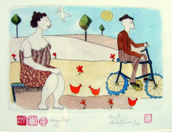 i want to ride my bicycle  - Pieter van der Westhuizen
165 x 220 mm (excluding frame) - etching - framed
