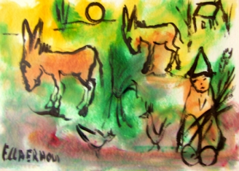 plaaswerf - Frans Claerhout
870 x 600 mm  - mixed media   SOLD
